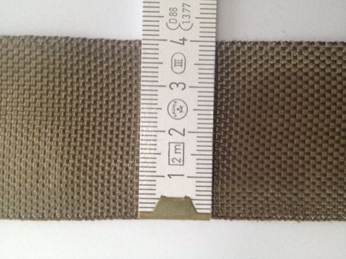 Basalt fiber tape, 40 mm, 0.21 mm, 15 g/m, one edge made of brown PP-yarn