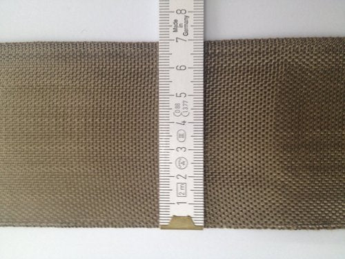 Basalt fiber tape, 70 mm, 0.21 mm, 26 g/m, one edge made of brown PP-yarn