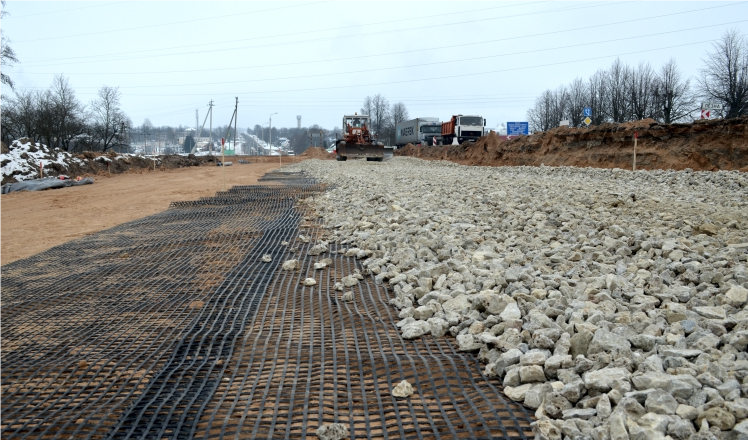 Polyester geogrid biaxial 40/40 kN/m 25x25 mm